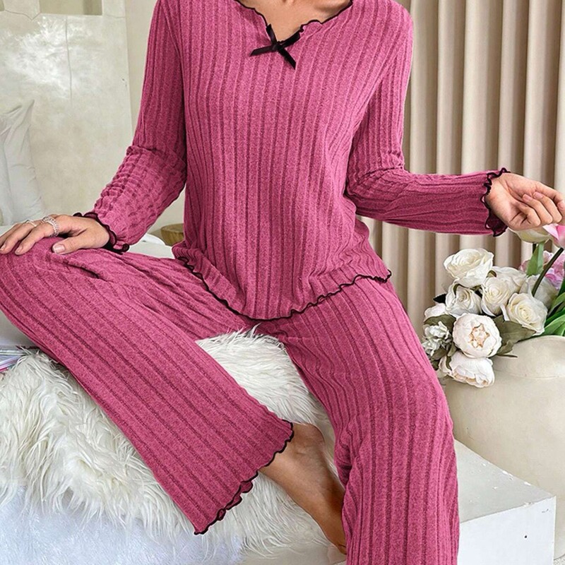 2025 new European and American cross-border Amazon explosions black edge twisted edge leisure home suit clothing pit Pajam 2025 new European and American cross-border Amazon explosions black edge twisted edge leisure home suit clothing pit Pajam