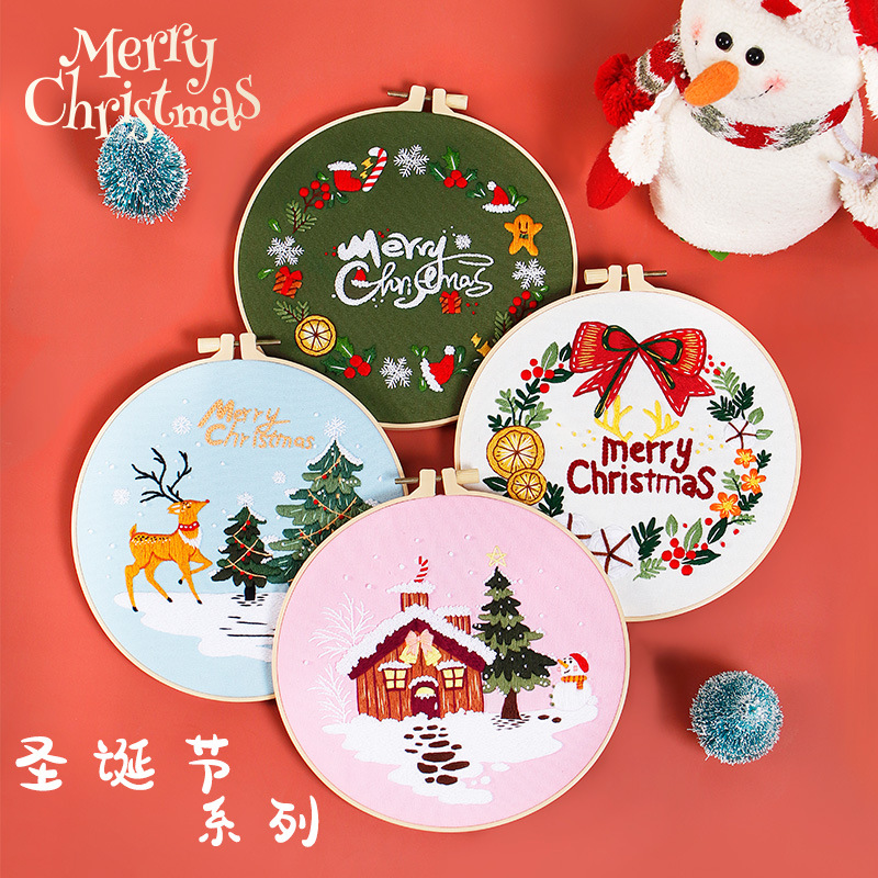 2023 Navidad nuevo original bordado a mano DIY material paquete Feliz Navidad árbol regalo Alce Inglés