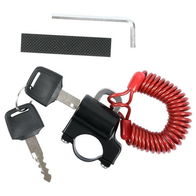 safety hat fixed hat — Helmet lock - helmet-lock-handlebar-red-spring-wire-rope