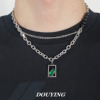 Demi-season pendant stainless steel emerald, small necklace suitable for men and women, design chain for key bag , sweater, accessory