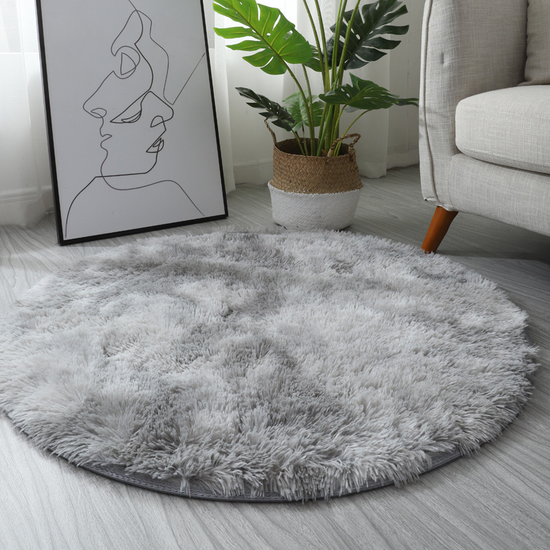Alfombra Redonda con Degradado Tie-Dye Estilo INS para Sala de Estar, Dormitorio, Sofá, Cabecera, Ventanal y Felpudo, Suministrada por el Fabricante