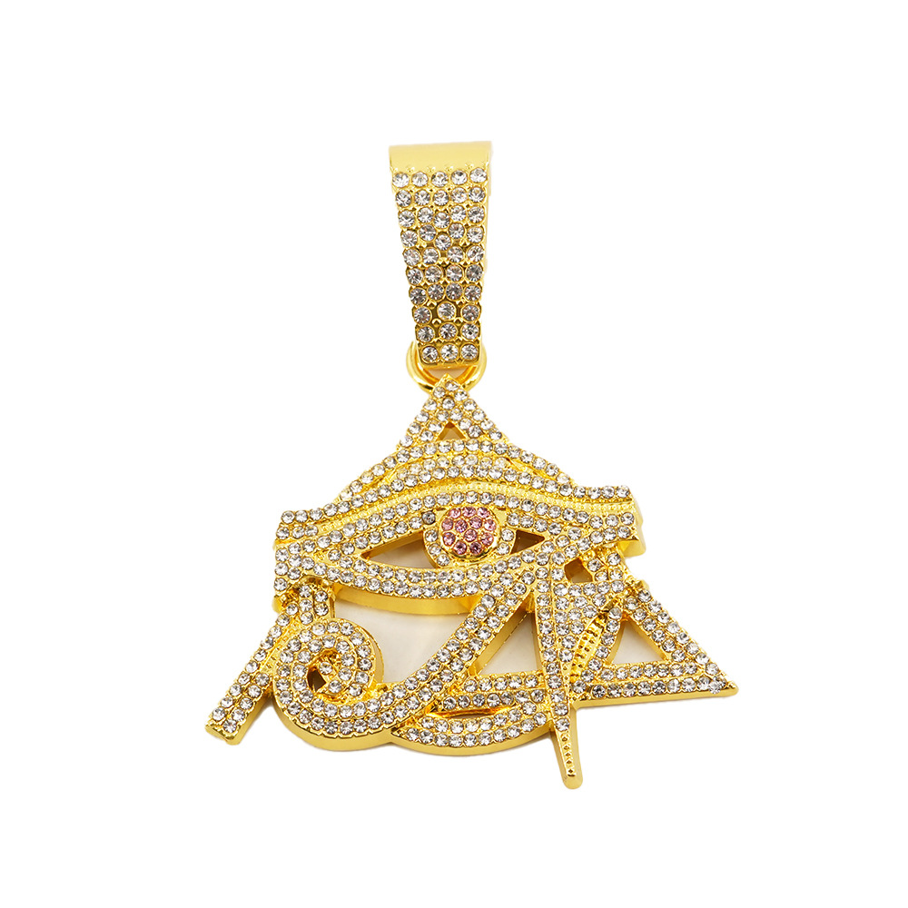 Nuevo colgante de diamantes de imitación de aleación Horus Eye con collar de giro de 5MM joyería de hip-hop para hombres al por mayor