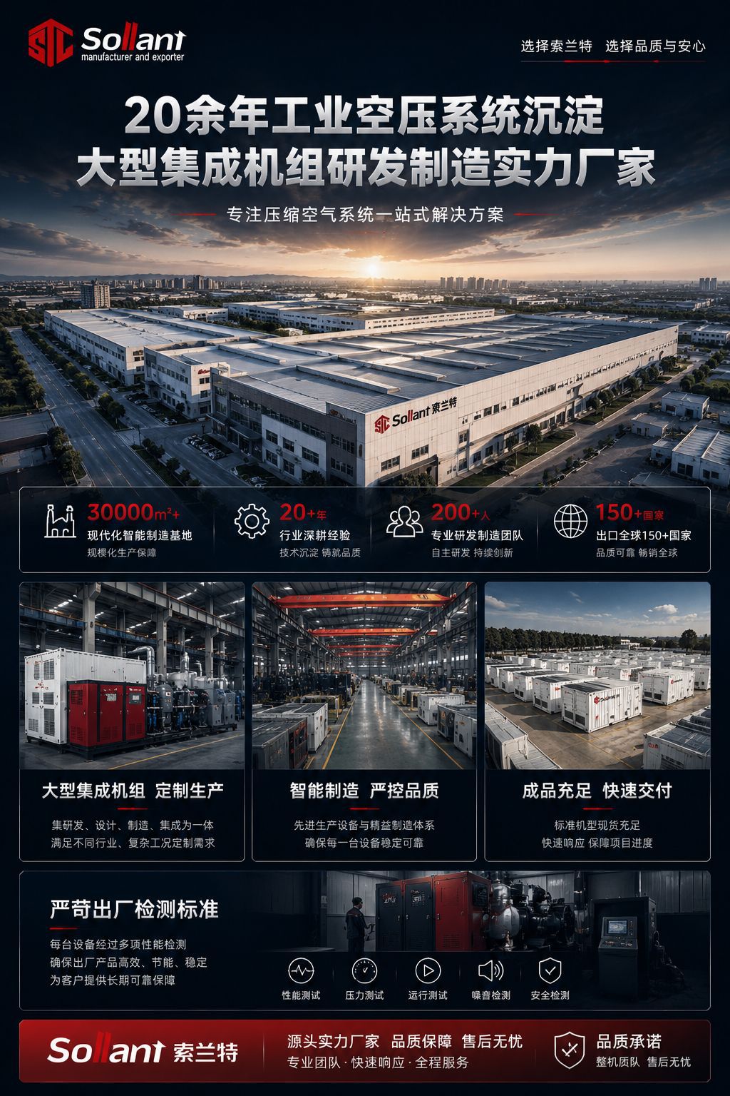 Solant Container-Type Screw Air Compressor Permanent Magnet Variable Frequency Energy-Saving Large-Scale Outdoor Modular Complete Equipment