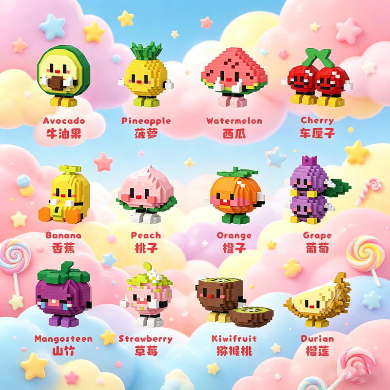 Mekensum Micro-Particle Building Blocks Summer Fruit Party Peach Children's Educational Assembly Toy Gift Decoration Mekensum Micro-Particle Building Blocks Summer Fruit Party Peach Children's Educational Assembly Toy Gift Decoration