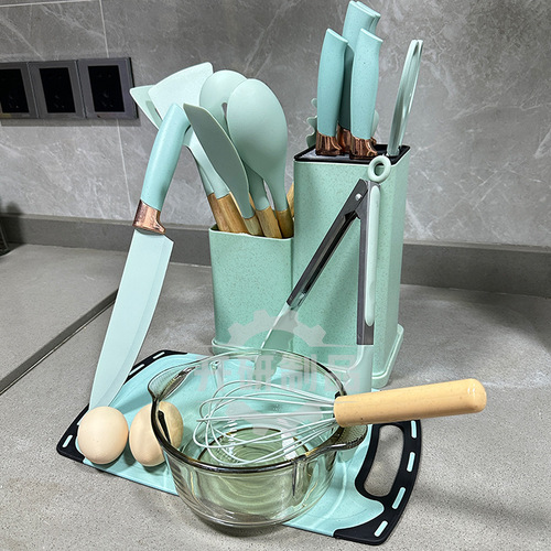 Silicone Spatula, Soup Spoon, Non-stick Pan Kitchen Utensils 19-Piece Set Food-Grade Silicone Storage Tub Combo Pack
