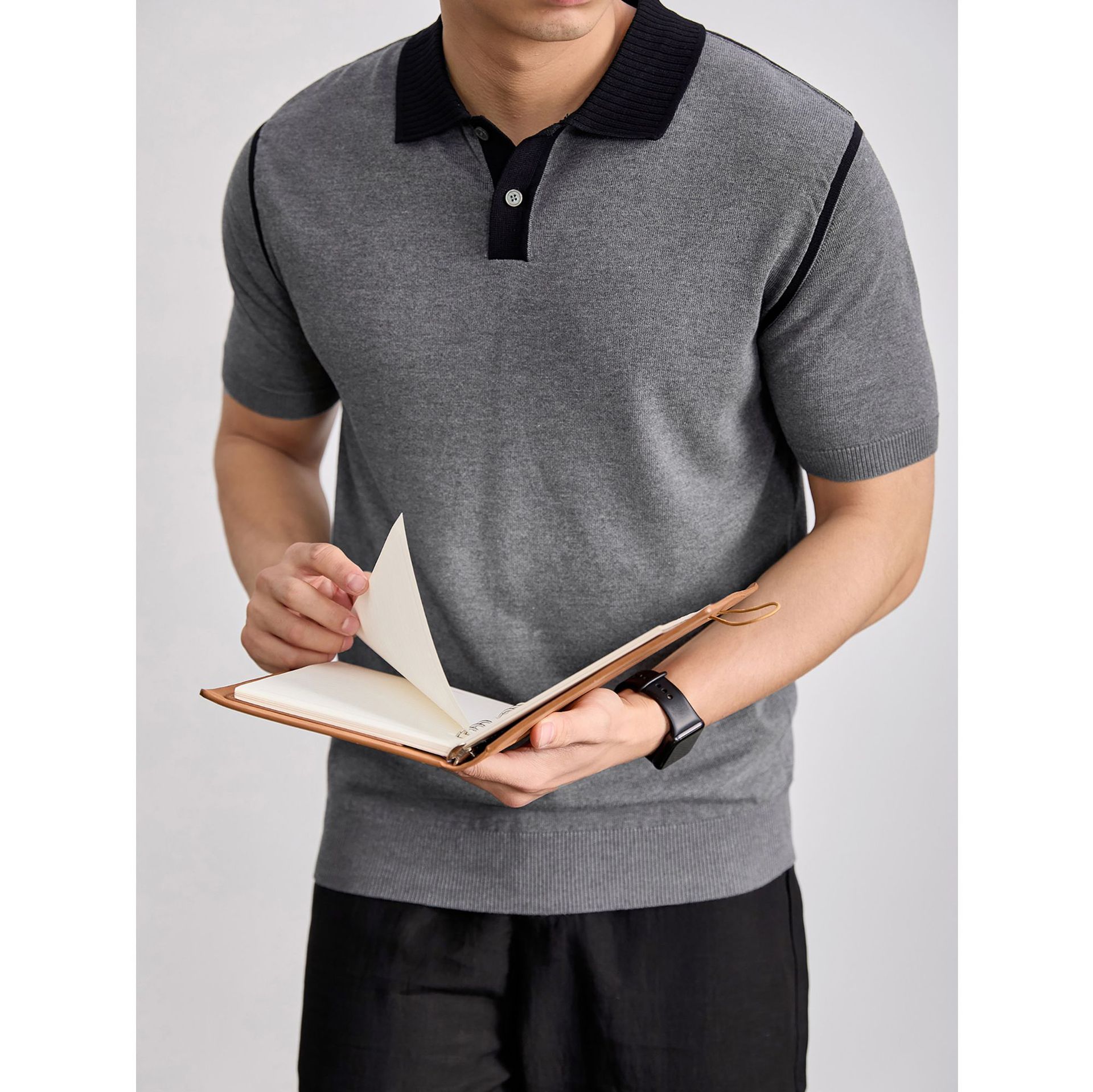 Polo camiseta de punto camiseta de manga corta camiseta de hombre paul línea tridimensional viejo qianfeng verano fábrica transfronteriza al por mayor