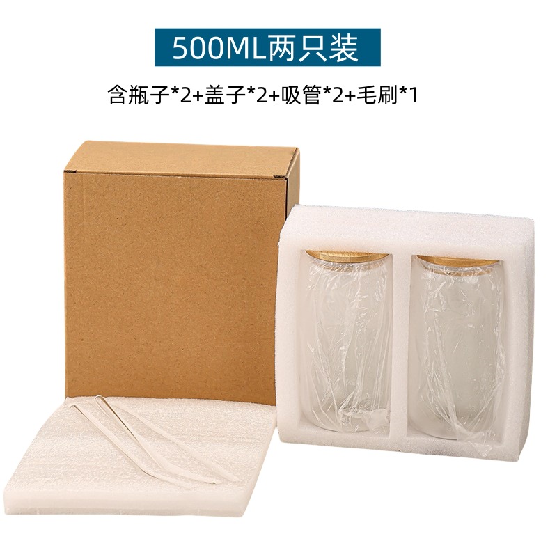 Taza de agua de vidrio de borosilicato al por mayor de fábrica Taza de paja de café resistente a altas temperaturas Taza de bebida de té con leche Soporte de personalización profunda