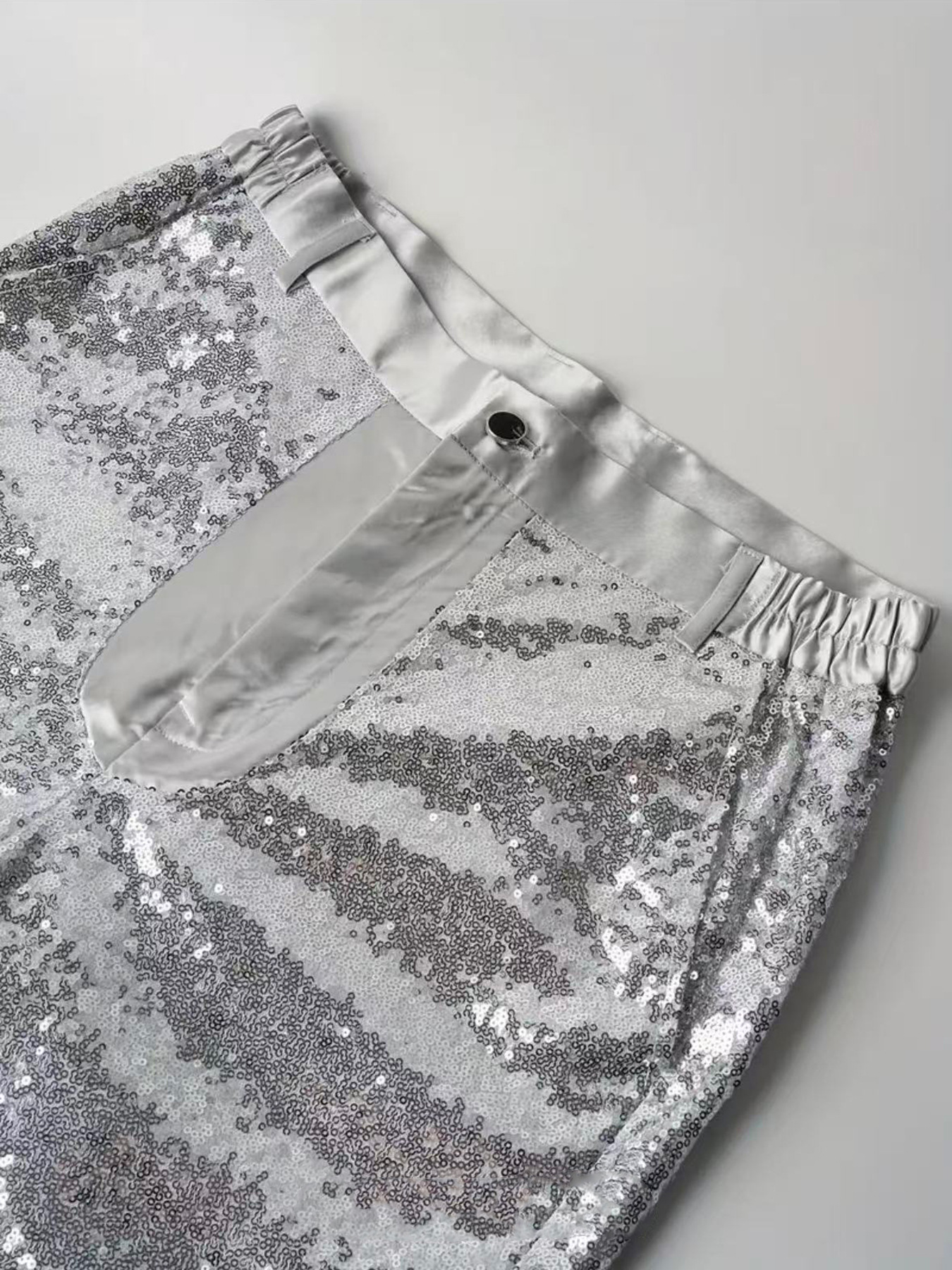 Slim Fit Sequin Suit Trousers For Men Sparkling Party Pants_voghion.com