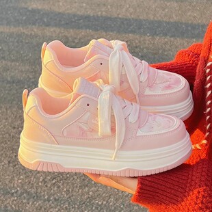2025 Summer Youth Students Heightening Thick-Soled Lace-Up Casual Sneakers Casual Shoes Korean Style Spring & Fall Women's Shoes Ins
