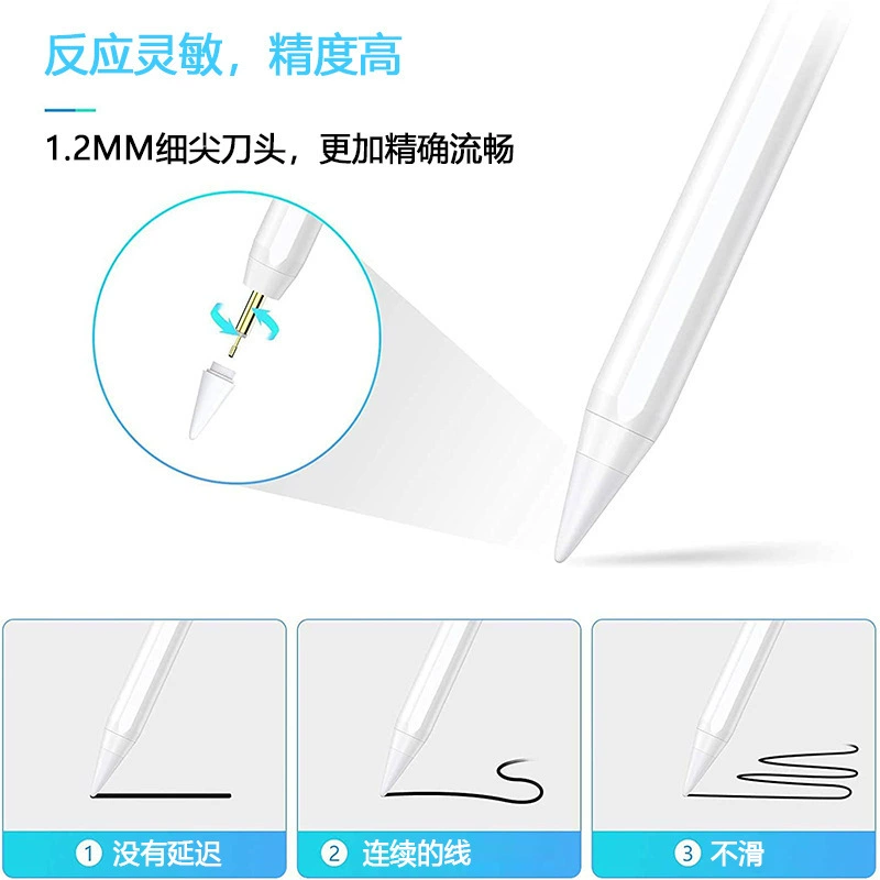 Емкостная ручка против случайных касаний, совместимая с Apple Pencil для iPad, сенсорный стилус, может притягиваться магнитом