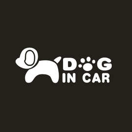 外贸dog in car速卖通狗狗在汽车反光贴贴个性创意贴纸卡通图片贴