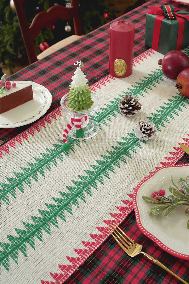 Runner a quadri patchwork per il commercio estero transfrontaliero, tovaglia da caffè con decorazioni natalizie, copritavolo da pranzo,_voghion.com