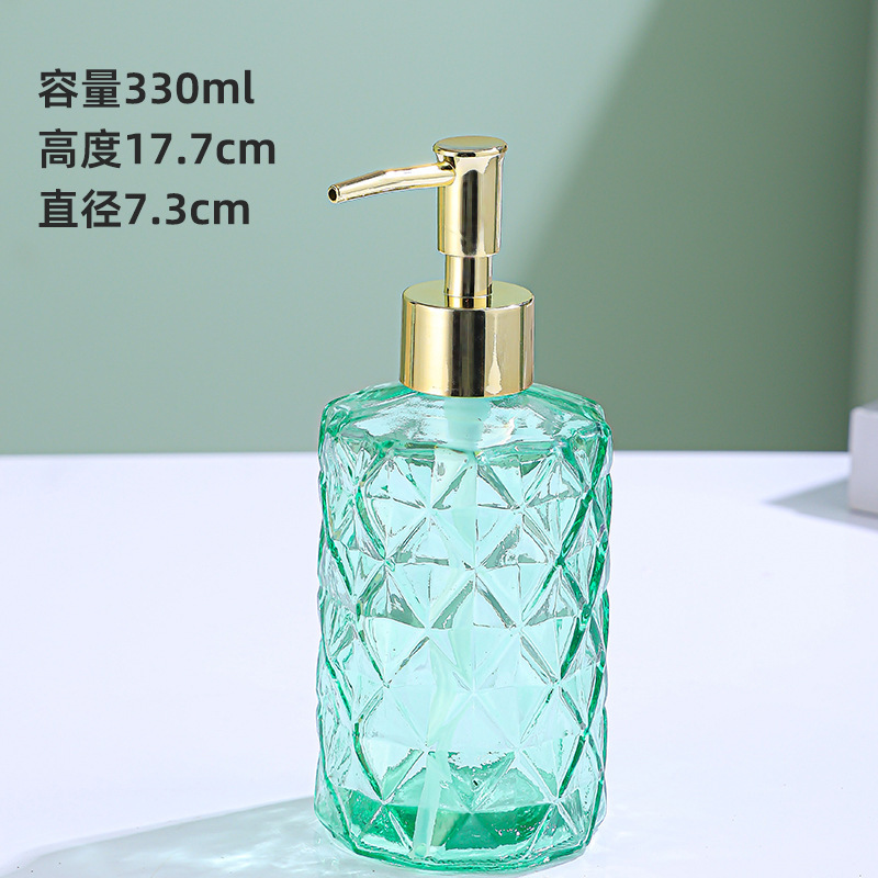 便利に分装した美しい押出式ポンプヘッド330ml手洗い液瓶電気めっきポンプヘッド有色ガラス手洗い液瓶|undefined