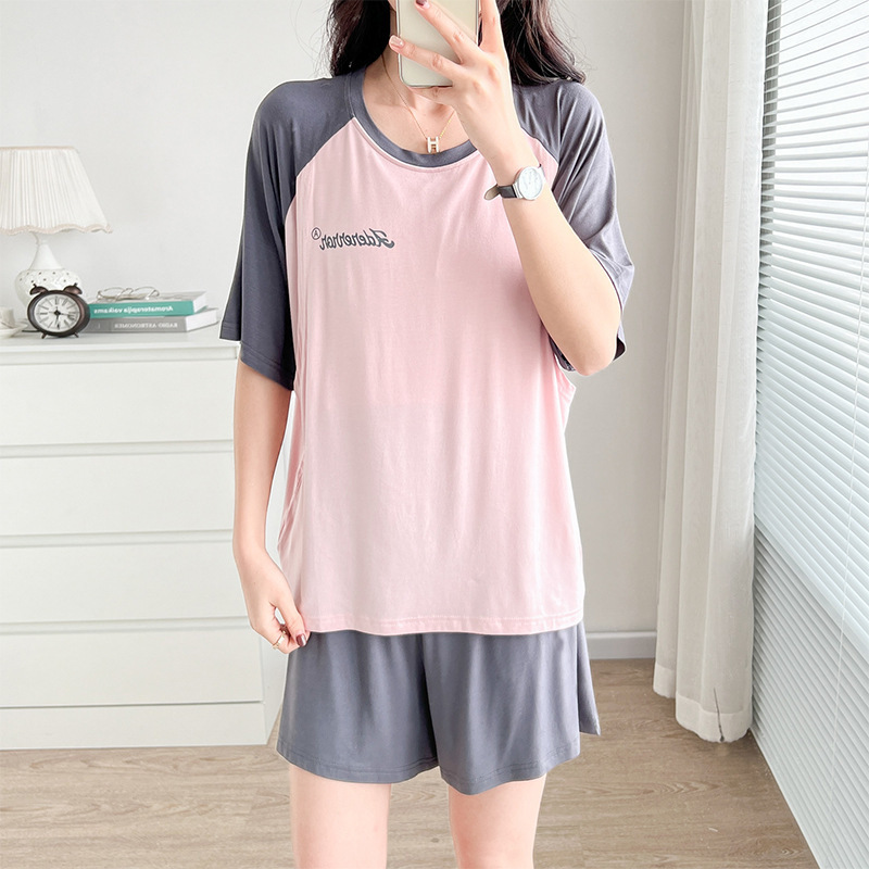 Maternity and Postpartum Nursing Top Short-sleeved T-shirt Modal Outgoing Summer Shorts Hot Mom Feeding Set Thin