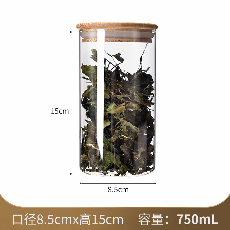 厂家直供玻璃密封罐厨房收纳罐茶叶罐木盖高硼硅玻璃罐密封储物罐|undefined