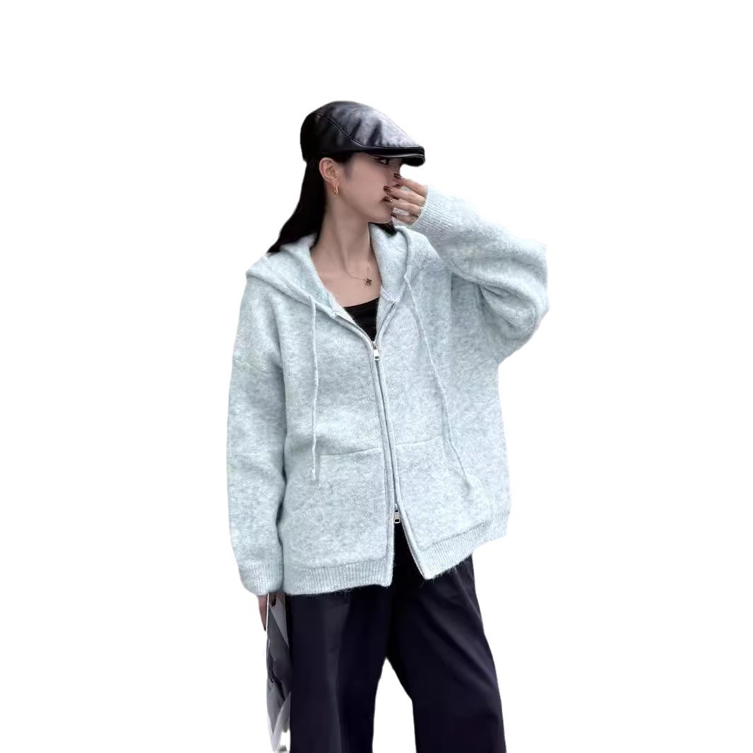 24 invierno Puyuan estilo coreano perezoso suéter gris cardigan mujeres otoño invierno alta sensación universal