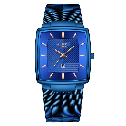 Original equipment manufacturer nibosi new men's watch casual square personalized mesh band watch water-resistant calendar student watch