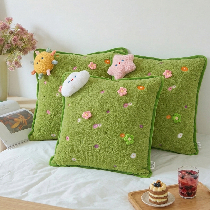 2026 New Spring Grassland Cute Flower Umbrella Pillow Cushion Sofa Bedroom Square Pillow Home Decoration 2026 New Spring Grassland Cute Flower Umbrella Pillow Cushion Sofa Bedroom Square Pillow Home Decoration