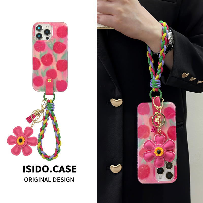 Spring ins brillo tulipanes para iphone15 diagonal 16ProMax funda para teléfono 13 Apple 14P femenino 16