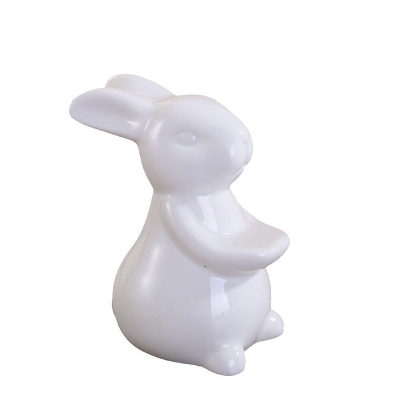 Directo de fábrica cerámica conejo dibujos animados ronda para hornear pastel té la tarde postre regalo Pascua conejo