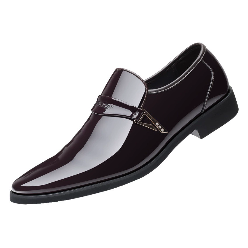 Мужские кожаные туфли, глянцевые туфли, корейский стиль, британская мода, повседневный деловой стиль, глянцевые туфли с острым носком, универсальная мужская обувь для молодежи