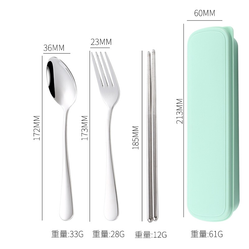 304ステンレス食器スプーンフォーク箸3点セットアウトドアギフト学生ポータブルセットロゴを作ることができます|undefined