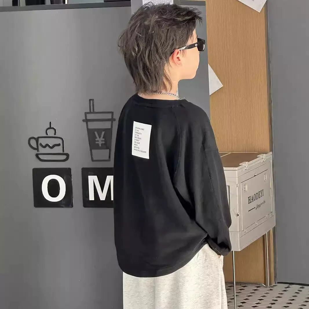 儿童上衣秋季打底衫男童纯色长袖T恤女宝亲肤舒适内搭宽松套头衫t