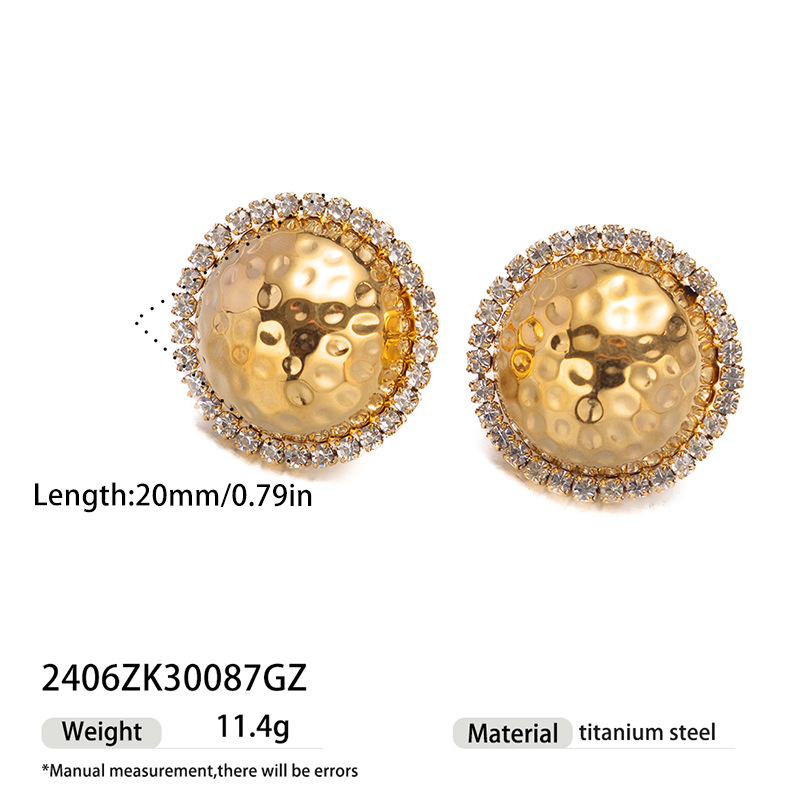 Tina Amazon transfronterizo 18k oro diamantes de acero de titanio pendientes de moda lujoso ligero multifuncional de alta calidad pernos de orejas de círculo para mujeres