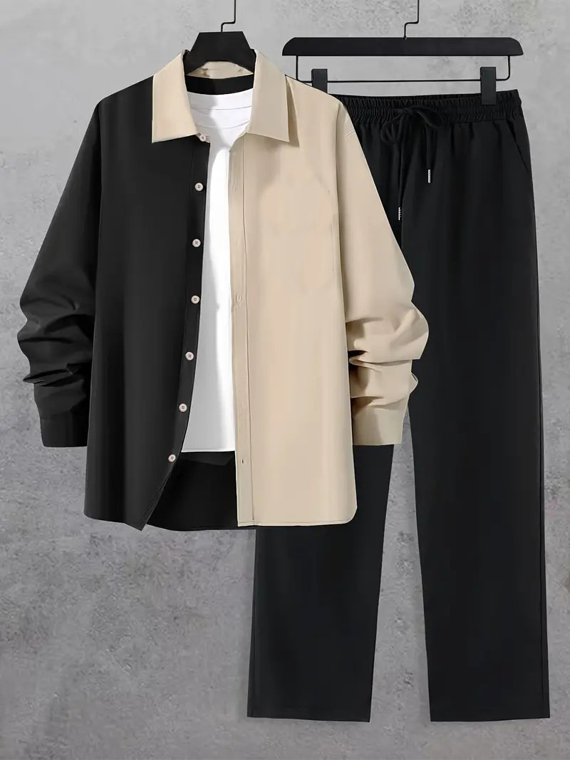 Comercio exterior europeo y americano Amazon 2024 tendencia de moda casual costura camisa de manga larga pantalones traje MB12 ML4