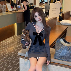 学院风海军领连衣裙子女早秋季2025新款高级感超好看甜辣包臀短裙
