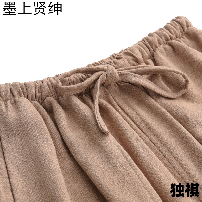 Pantalones casuales de lino de estilo chino para hombres Pantalones sueltos de gran tamaño Pantalones de lino de algodón Pantalones rectos Pantalones de Tai Chi Kung Fu Hombres