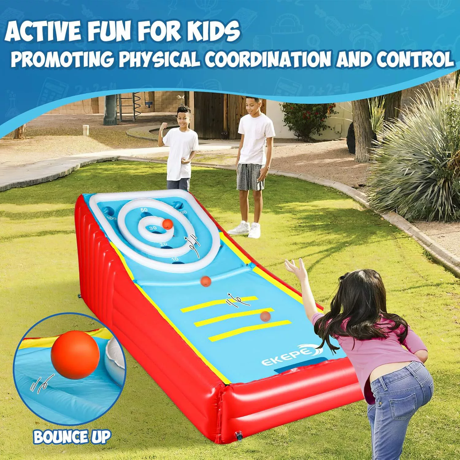 Большой надувной аркадный игровой стол для метания мячей с подсчетом очков, для игры в помещении и на улице, многопользовательский интерактивный стол для газона