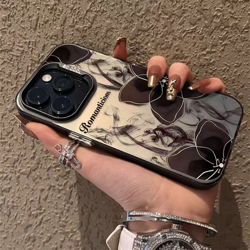 Nueva camelia de oro negro para iPhone 16 funda para teléfono 11 Apple 15promax/14 Europa y América 13pro12