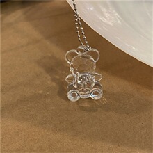 Transparent Bear Pendant Necklace for Women Acrylic Stylish