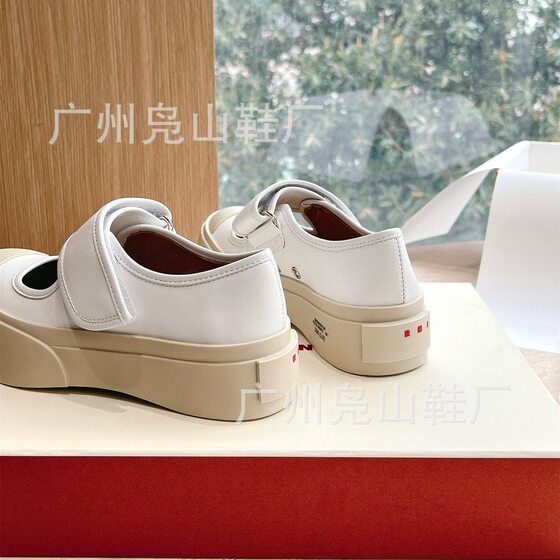 Zhao Ruth's Same Velcro Mary Jane Shoes Women's mona All-match Big Head Ugly Cute Spring High Edition Thick-soled White Shoes