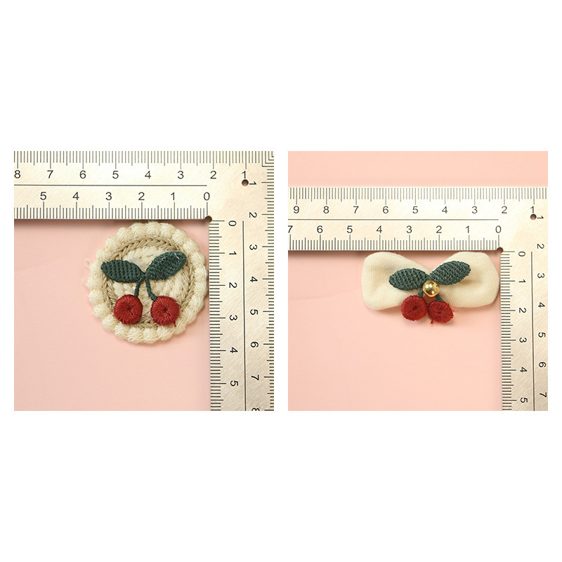 Patch韩版复古可爱樱桃爱心形针织饰品布贴  手工DIY服装配件辅料|undefined