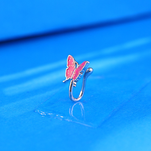 Cross-border simple and personalized U-shaped fake nose ring Amazon oil-dropping butterfly nose clip European and American hole-free nose piercing jewelry