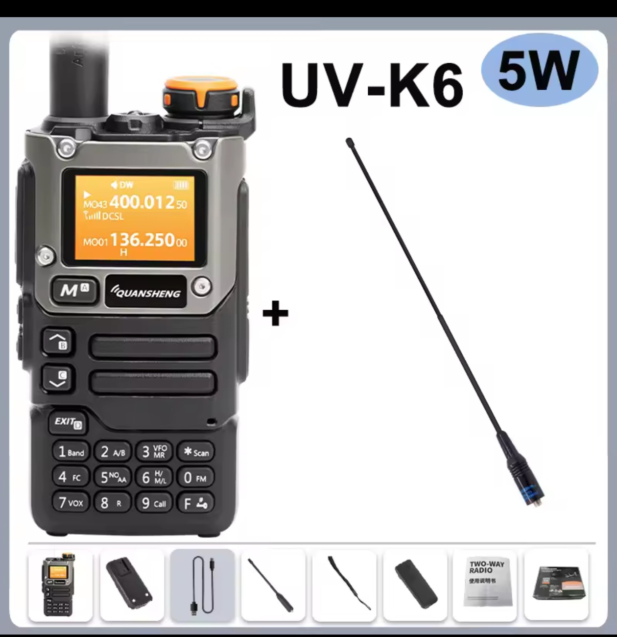 Quansheng UV-K6 walkie-talkie UV-k5 (8) un botón a la frecuencia de la aviación multibanda al aire libre comercio exterior explosivo al por mayor
