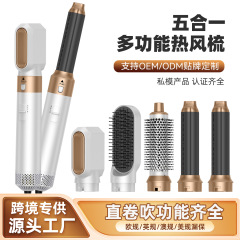 国境を越えた人気の5-in-1多機能熱風コームセット、家庭用ストレートカーリングブローヘアコームスタイリングヘアカーリングアイロン