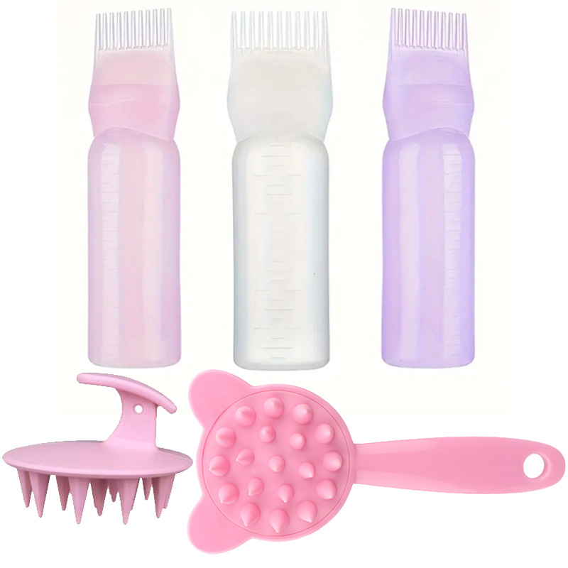 Botella de teñido de cabello, salón de cabello, botella de poción de cabello doméstica, botella de lavado de cabello suavizada, botella de lavado de cabello, cepillo de lavado de cabello