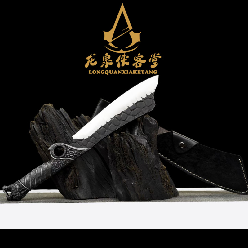 龙泉 侠客堂影豹柴刀农业伐木刀高锰钢锻造镰刀跨境热销多功能刀