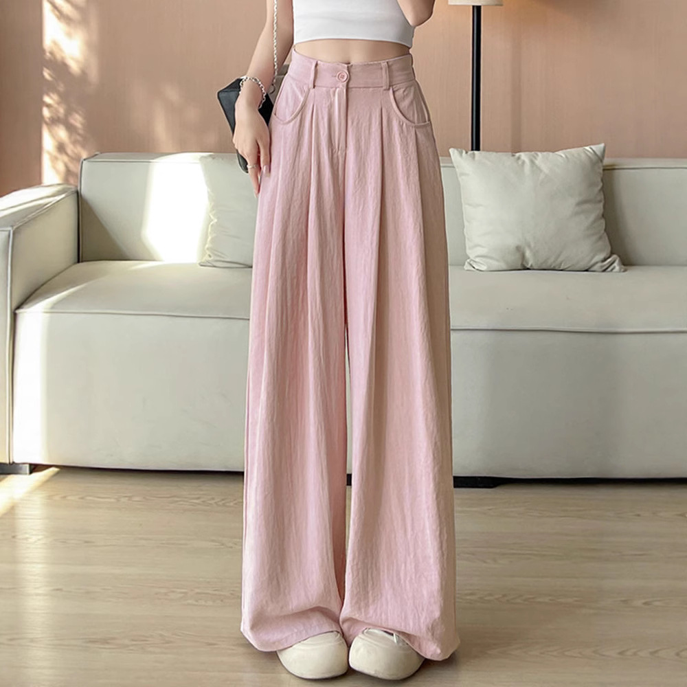 Korean Style Women's Thin Dopamine Suit Pants 2025 Summer High-Waisted Casual Slim Lazy Loose Wide-Leg Yamamoto Pants