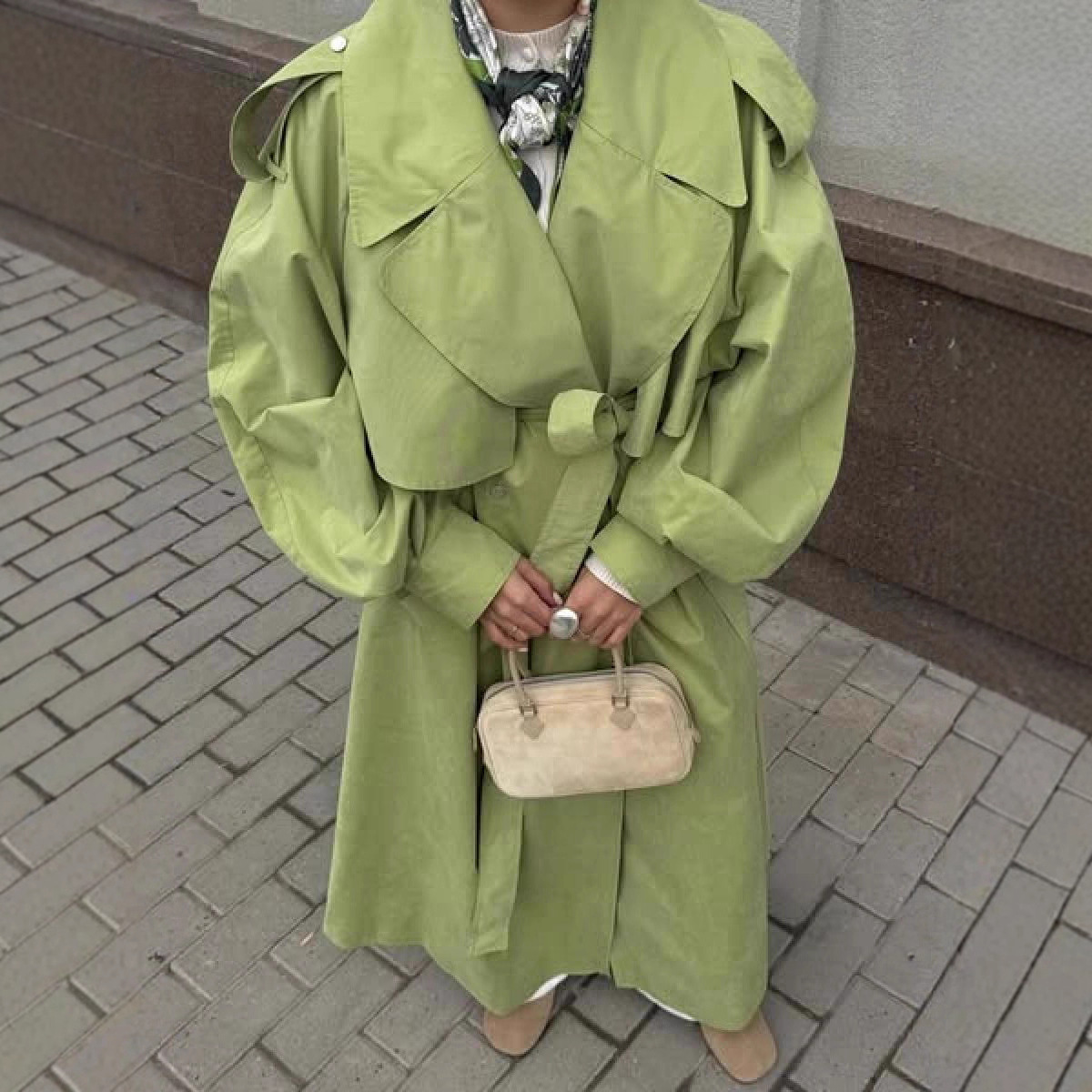 Foreign Trade Cross-Border High-End Autumn and Winter 2025 New Style Lapel Women's Lace-Up Fashionable Long-Sleeved Long Trench Coat Women's Jacket