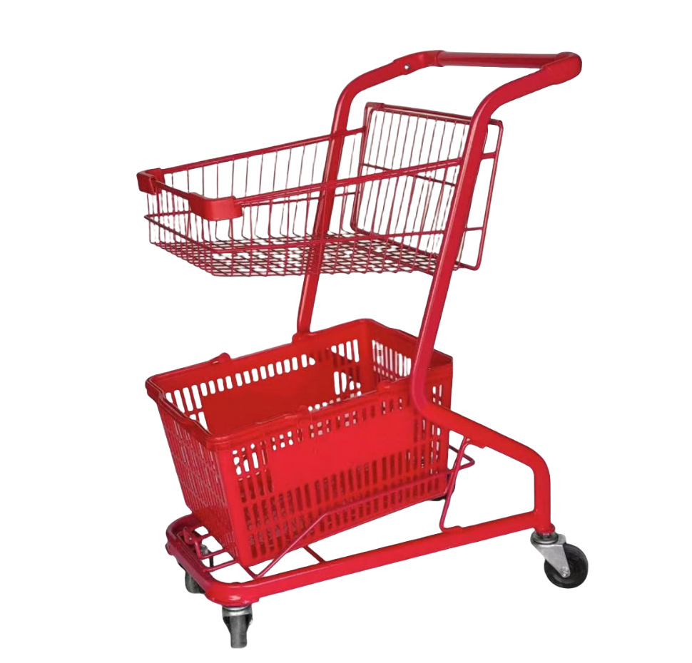 Carrito de compras de supermercado de doble capa, carrito de bar, carrito KTV, carrito rosa, máquina de muñecas.
