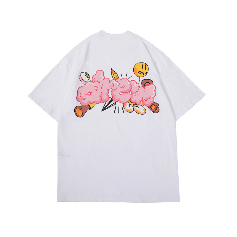 高バージョン。クロスボーダーカップル春夏新製品DREW漫画シリーズカジュアルテキストメッセージTシャツクロスボーダー卸売|undefined