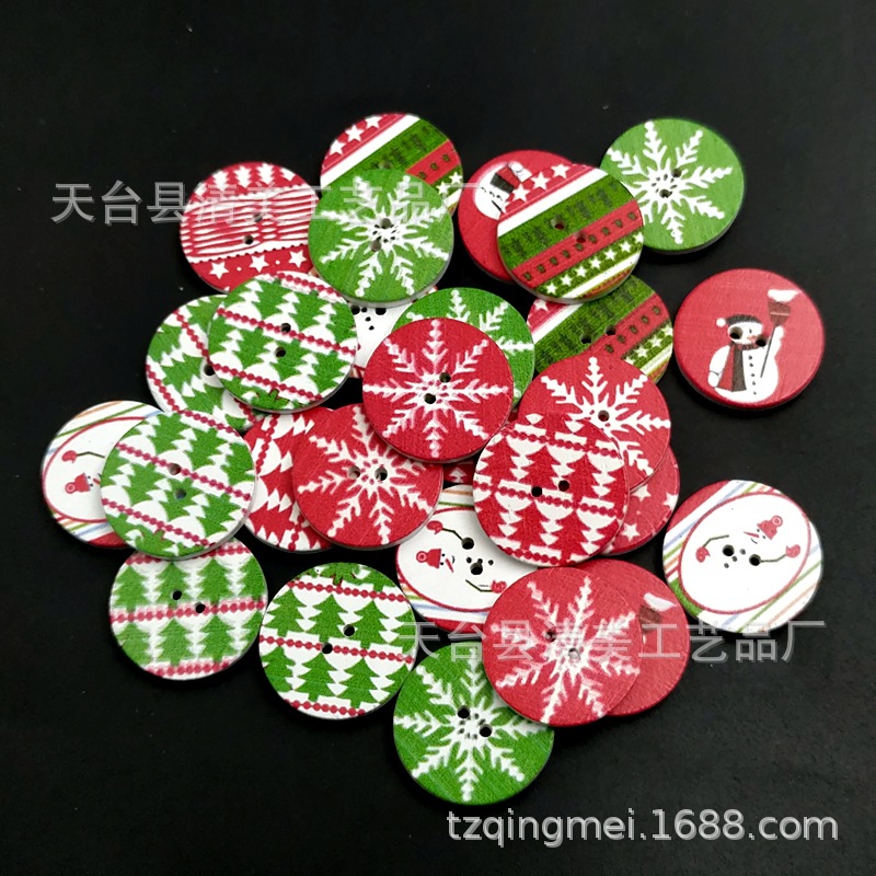 1.5/2/2.5cm Botones redondos impresos de Navidad con fondo blanco 100 piezas de botones de madera impresos con fondo blanco