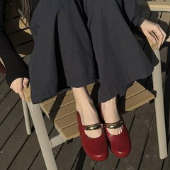小衆文芸風単靴女2025春百合金属平底紅メアリー珍靴女復古気質単靴