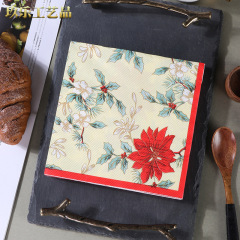 紅色牡丹工廠新款一次性印花餐巾紙面巾紙手帕紙派對木漿紙巾