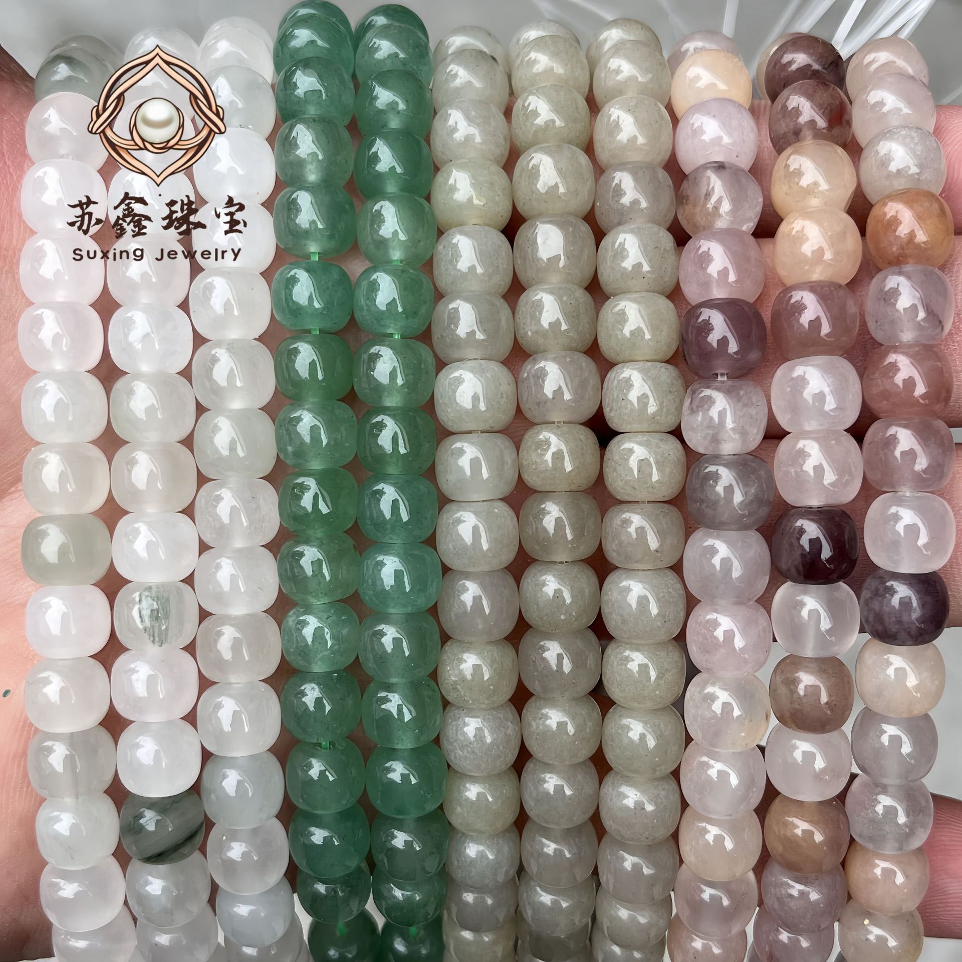 天然绿东陵天山翠玛瑙老型珠桶珠 手工DIY手链项链饰品配件批发