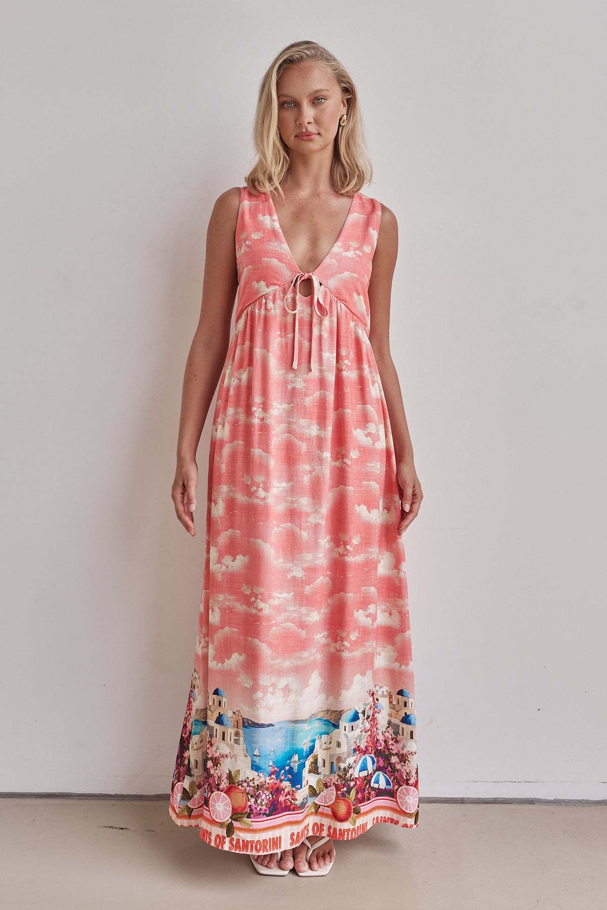 Summer Season Women's Gender Streetwear Style Wholesale Women's Streetwear Printing Holiday Banquet Selfie V Neck Sleeveless Sheath Dress